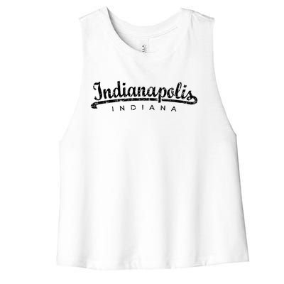 Indianapolis Indiana (Vintage Black) Indianapolis Gift Women's Racerback Cropped Tank