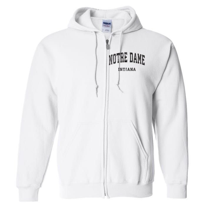 Indiana In Vintage Athletic Sports Design Full Zip Hoodie