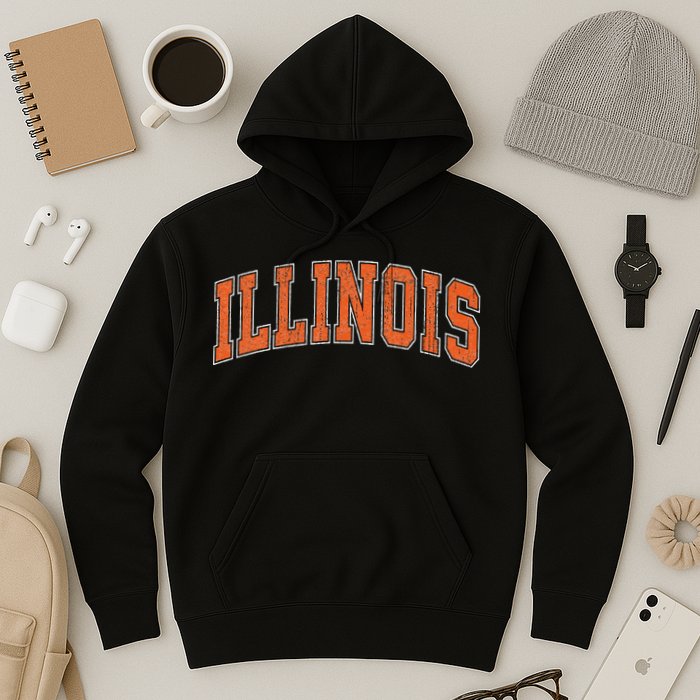 Illinois Il Vintage Athletic Sports Design Style Hoodie