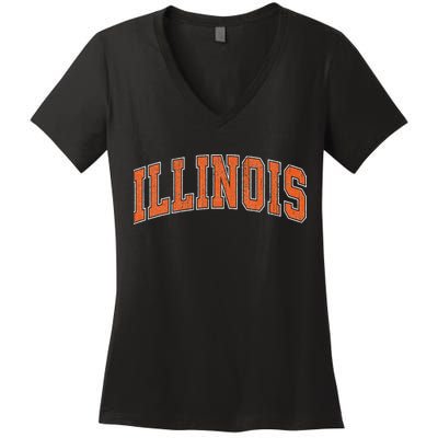 Illinois Il Vintage Athletic Sports Design Style Women's V-Neck T-Shirt
