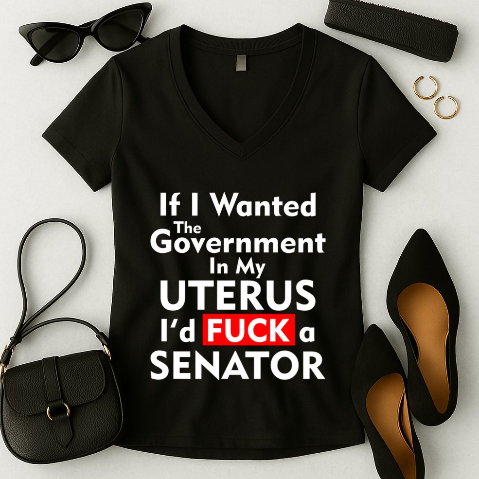 If I Wanted The Government In My Uterus I'd F A Senator Pro Choice Women's V-Neck T-Shirt