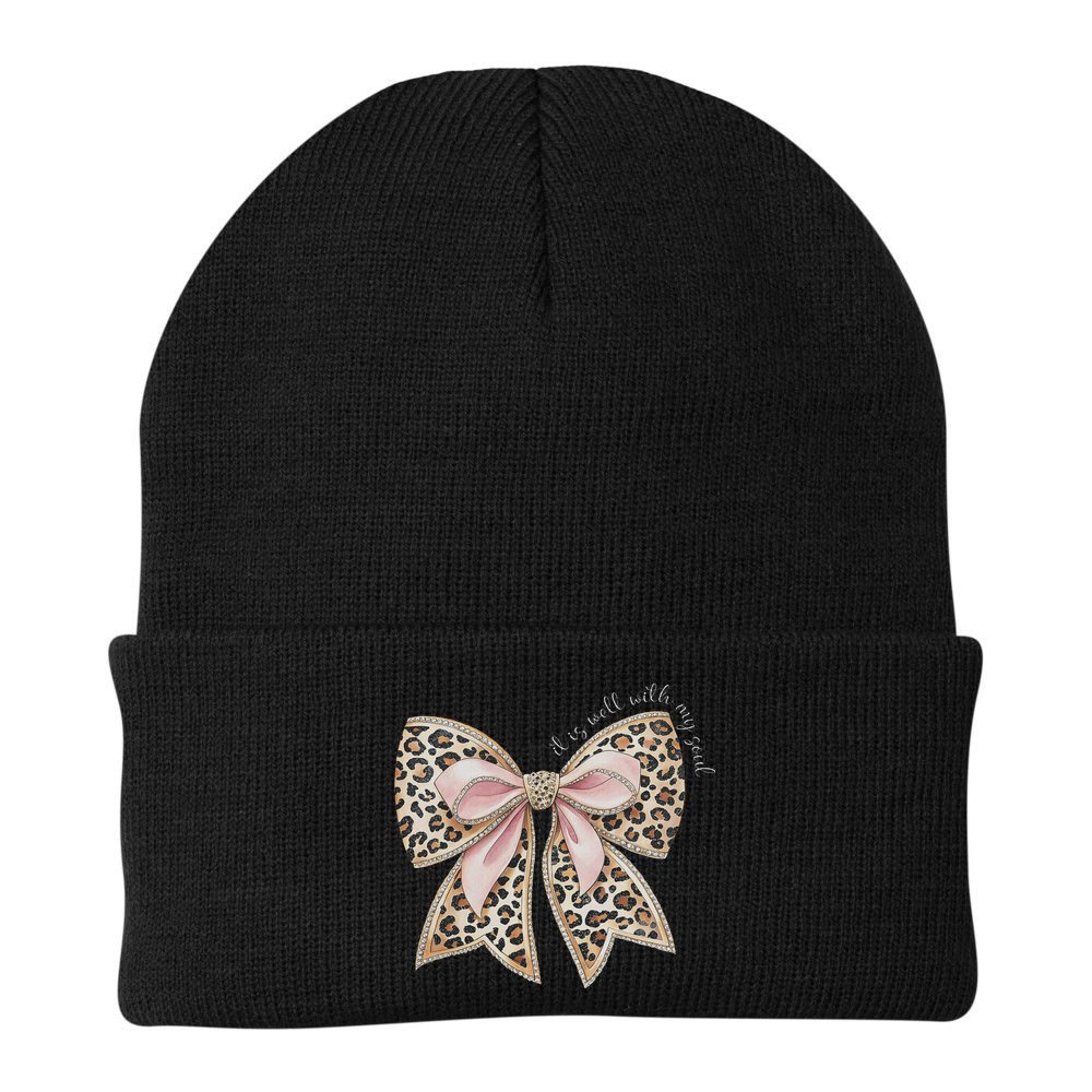 It Is Well With My Soul Inspired Faith Bible Bow Christian Beanie