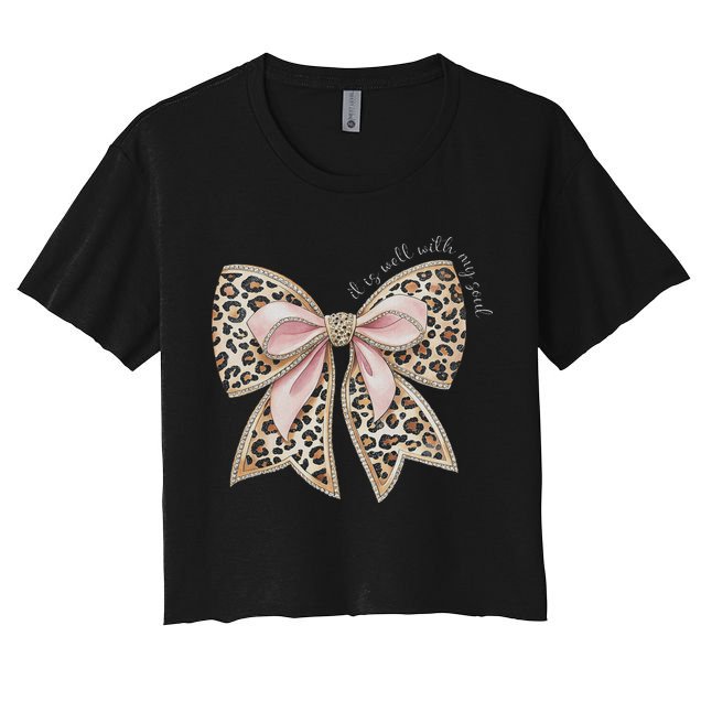 It Is Well With My Soul Inspired Faith Bible Bow Christian Women's Crop Top Tee
