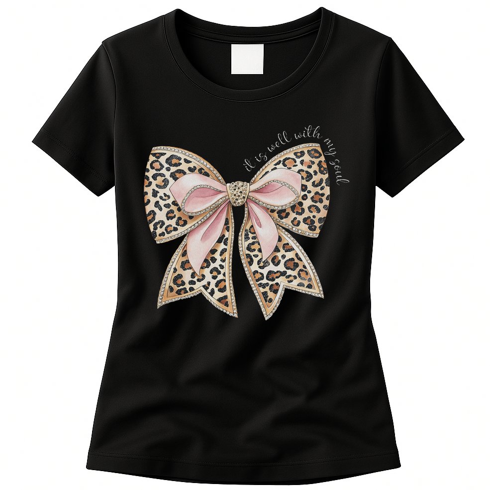 It Is Well With My Soul Inspired Faith Bible Bow Christian Womens T-Shirt