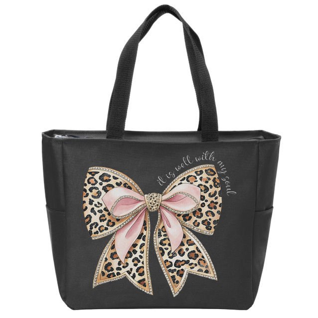 It Is Well With My Soul Inspired Faith Bible Bow Christian Zip Tote Bag