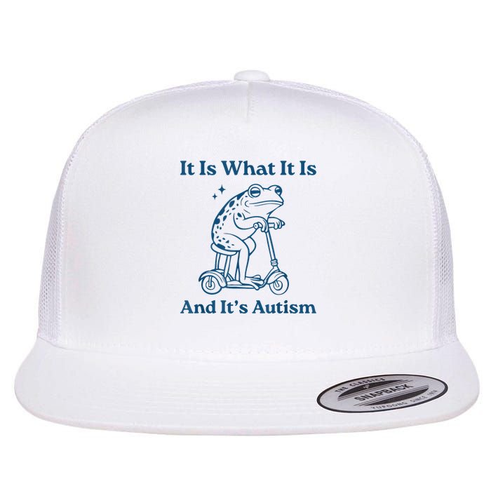 It Is What It Is And It's Autism Retro Autism Awareness Flat Bill Trucker Hat