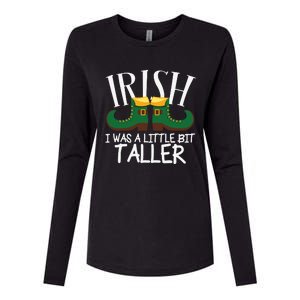 Irish I Was A Little Bit Taller Funny Patricks Day Womens Cotton Relaxed Long Sleeve T-Shirt