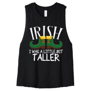 Irish I Was A Little Bit Taller Funny Patricks Day Women's Racerback Cropped Tank