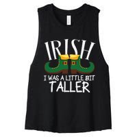 Irish I Was A Little Bit Taller Funny Patricks Day Women's Racerback Cropped Tank