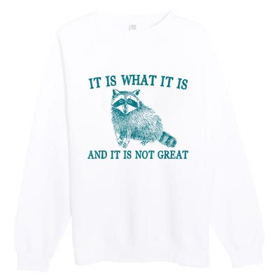 It Is What It Is And It Is Not Great Raccoon Premium Crewneck Sweatshirt