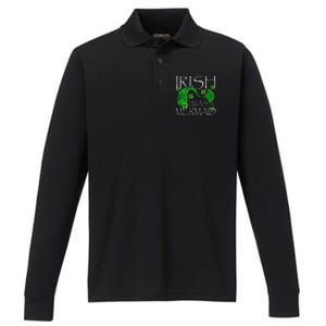 Irish I Was A Mermaid Funny St Patricks Day Gifts Performance Long Sleeve Polo