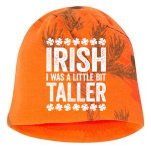 Irish I Was A Little Bit Taller, Funny St Patrick's Day Kati - Camo Knit Beanie