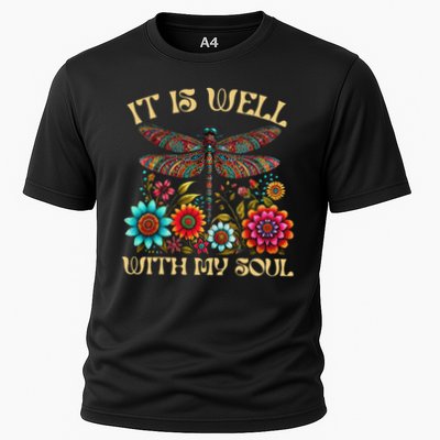 It Is Well With My Soul Dragonfly Floral Boho Christian God Performance Shirt