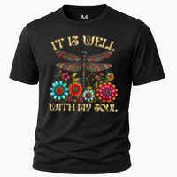 It Is Well With My Soul Dragonfly Floral Boho Christian God Cooling Performance Crew T-Shirt