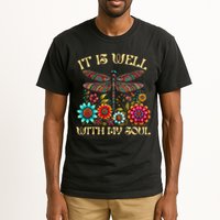 It Is Well With My Soul Dragonfly Floral Boho Christian God Tall T-Shirt