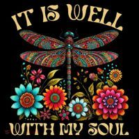 It Is Well With My Soul Dragonfly Floral Boho Christian God Flatbill Hat