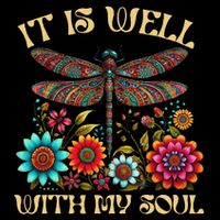 It Is Well With My Soul Dragonfly Floral Boho Christian God 16 in Basic Backpack