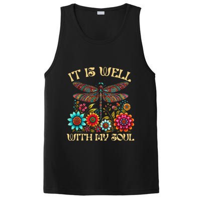 It Is Well With My Soul Dragonfly Floral Boho Christian God PosiCharge Competitor Tank