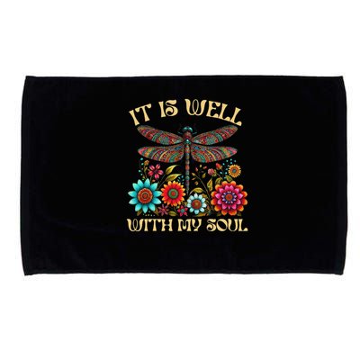 It Is Well With My Soul Dragonfly Floral Boho Christian God Microfiber Hand Towel