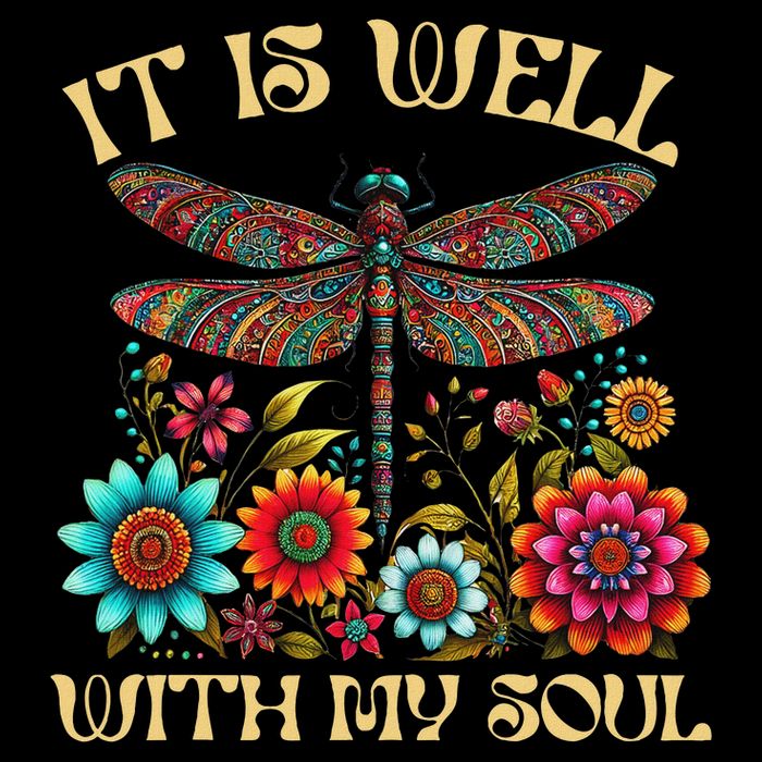 It Is Well With My Soul Dragonfly Floral Boho Christian God Cropped Pullover Crew