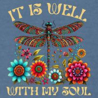 It Is Well With My Soul Dragonfly Floral Boho Christian God Garment-Dyed Sweatshirt