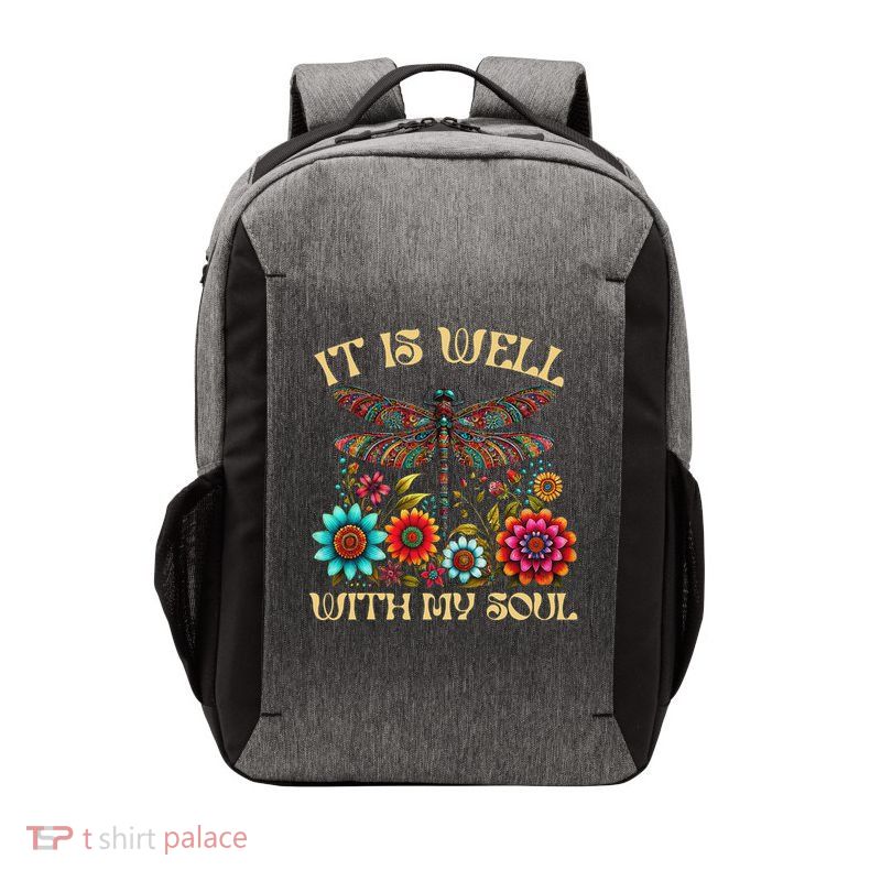 It Is Well With My Soul Dragonfly Floral Boho Christian God Vector Backpack