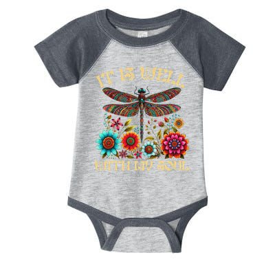 It Is Well With My Soul Dragonfly Floral Boho Christian God Infant Baby Jersey Bodysuit