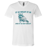 It Is What It Is And It Is Not Great Raccoon Trash Panda V-Neck T-Shirt