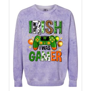 Irish I Was Gamer St Patrick's Day Game Controller Shamrocks Colorblast Crewneck Sweatshirt