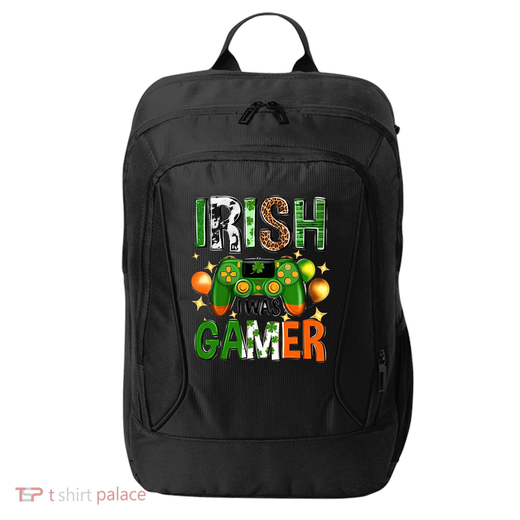 Irish I Was Gamer St Patrick's Day Game Controller Shamrocks City Backpack