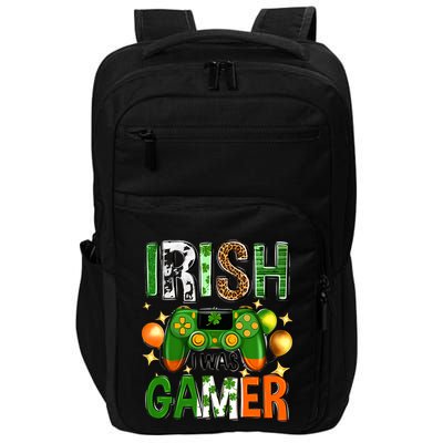 Irish I Was Gamer St Patrick's Day Game Controller Shamrocks Impact Tech Backpack