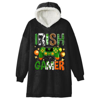 Irish I Was Gamer St Patrick's Day Game Controller Shamrocks Hooded Wearable Blanket