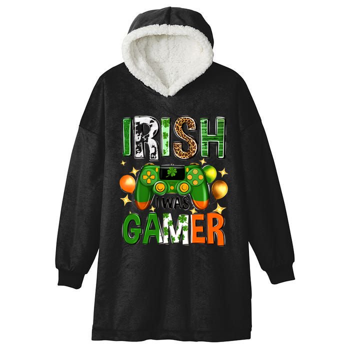 Irish I Was Gamer St Patrick's Day Game Controller Shamrocks Hooded Wearable Blanket