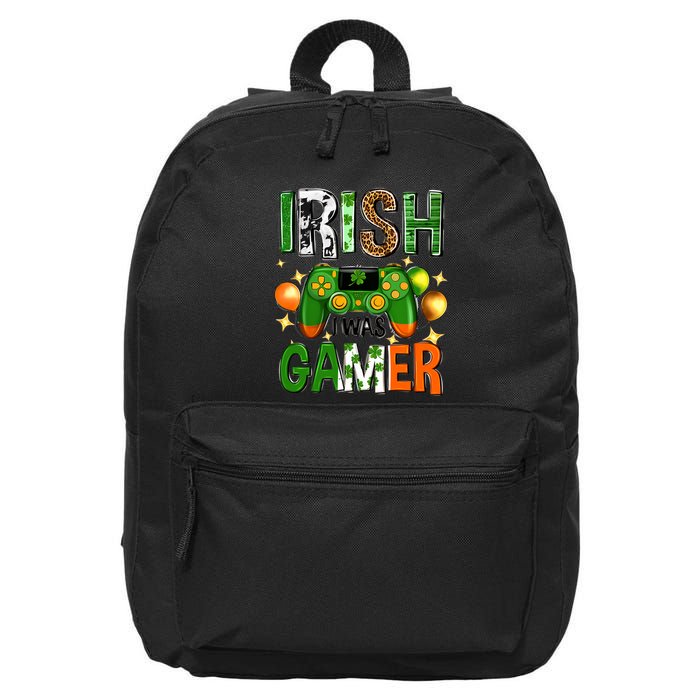 Irish I Was Gamer St Patrick's Day Game Controller Shamrocks 16 in Basic Backpack