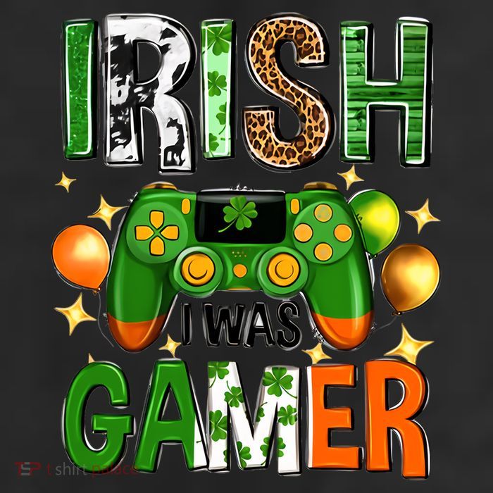 Irish I Was Gamer St Patrick's Day Game Controller Shamrocks 25L Jumbo Tote