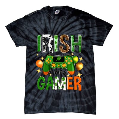 Irish I Was Gamer St Patrick's Day Game Controller Shamrocks Tie-Dye T-Shirt