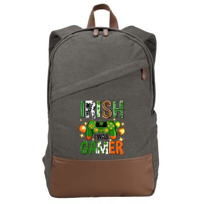 Irish I Was Gamer St Patrick's Day Game Controller Shamrocks Cotton Canvas Backpack