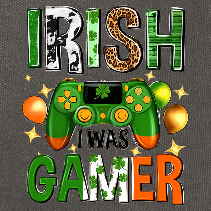 Irish I Was Gamer St Patrick's Day Game Controller Shamrocks Cotton Canvas Backpack