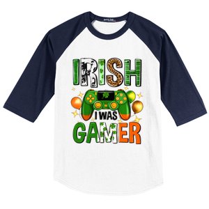 Irish I Was Gamer St Patrick's Day Game Controller Shamrocks Baseball Sleeve Shirt