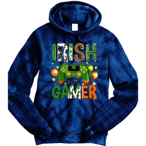 Irish I Was Gamer St Patrick's Day Game Controller Shamrocks Tie Dye Hoodie