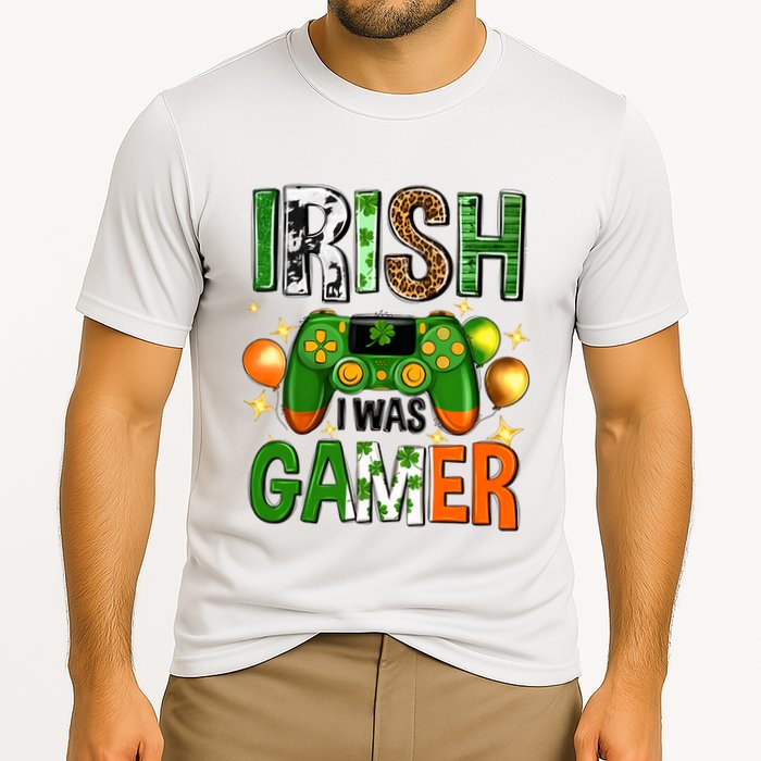 Irish I Was Gamer St Patrick's Day Game Controller Shamrocks Performance Shirt