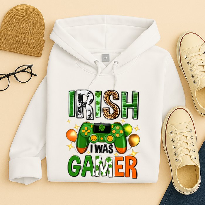Irish I Was Gamer St Patrick's Day Game Controller Shamrocks Hoodie