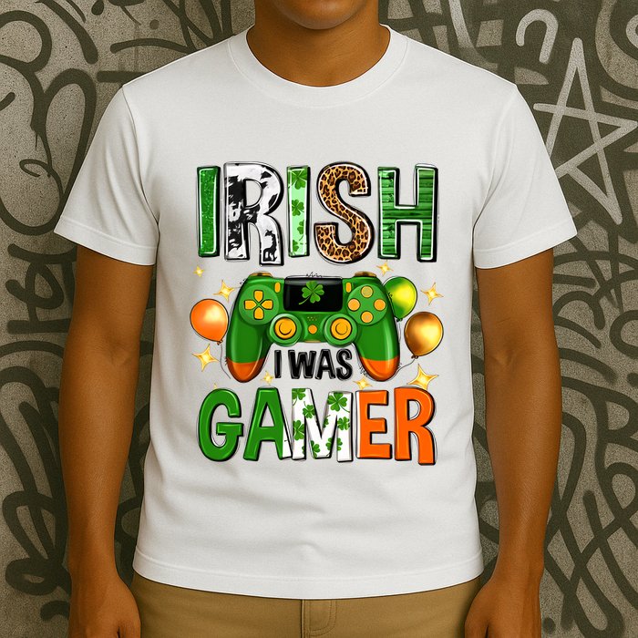 Irish I Was Gamer St Patrick's Day Game Controller Shamrocks T-Shirt