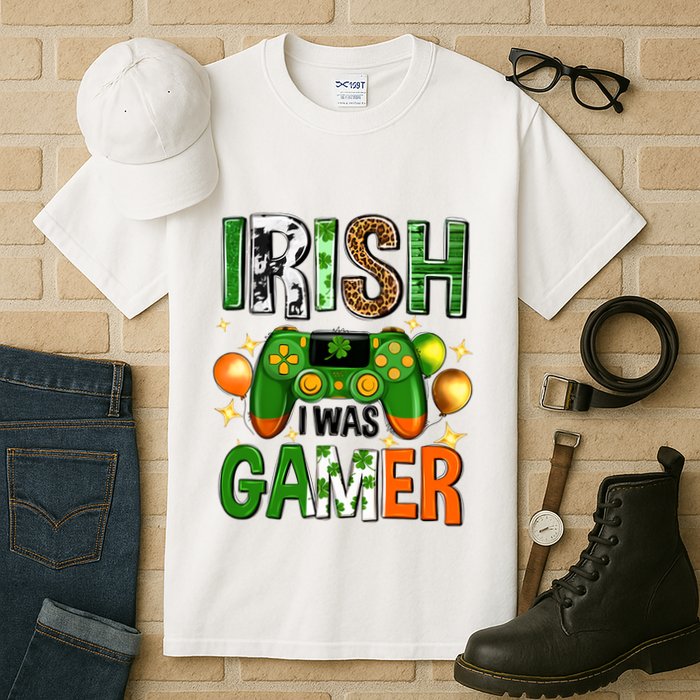 Irish I Was Gamer St Patrick's Day Game Controller Shamrocks Tall T-Shirt