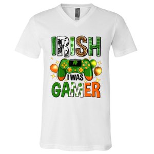 Irish I Was Gamer St Patrick's Day Game Controller Shamrocks V-Neck T-Shirt