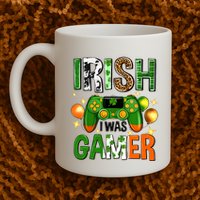 Irish I Was Gamer St Patrick's Day Game Controller Shamrocks Mug