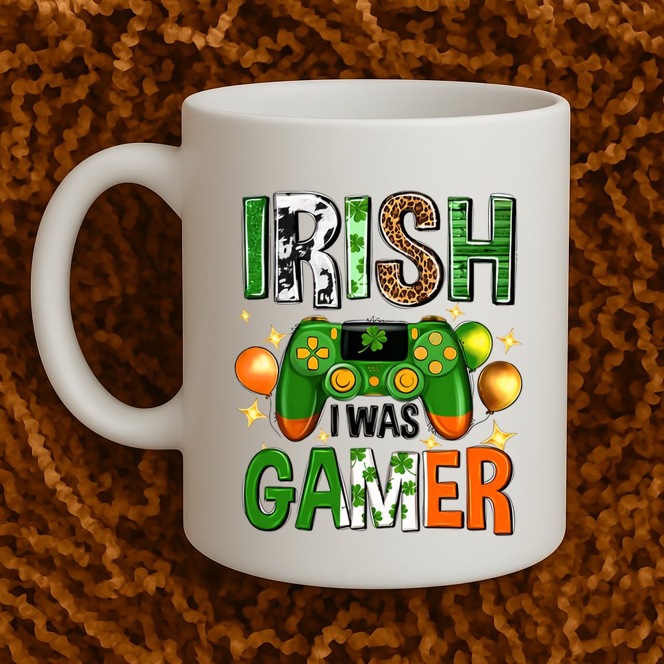 Irish I Was Gamer St Patrick's Day Game Controller Shamrocks Mug