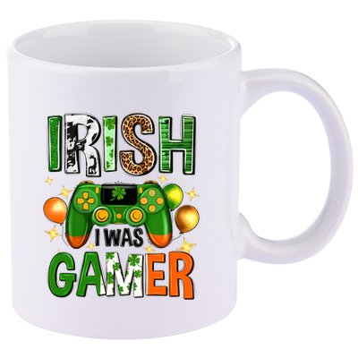 Irish I Was Gamer St Patrick's Day Game Controller Shamrocks 11oz C Handle Ceramic Mug