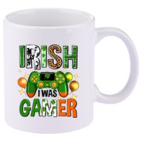 Irish I Was Gamer St Patrick's Day Game Controller Shamrocks 11oz C Handle Ceramic Mug