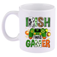 Irish I Was Gamer St Patrick's Day Game Controller Shamrocks 11oz C Handle Ceramic Mug